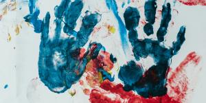 Kids painted handprints